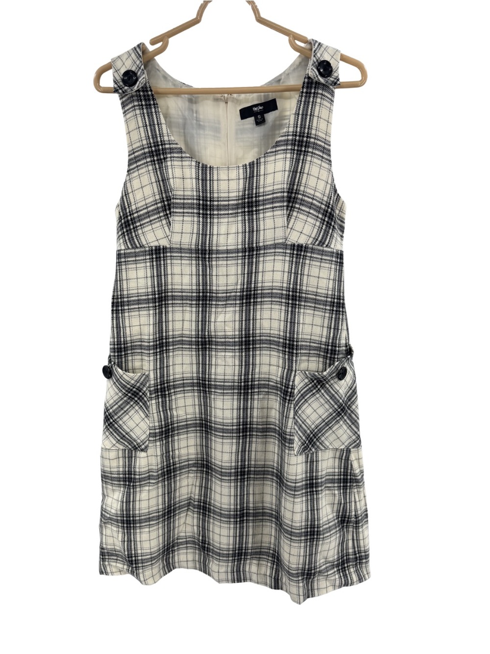 Mossimo Supply Co. Plaid Sleeveless jumper overall dress wool S academia preppy